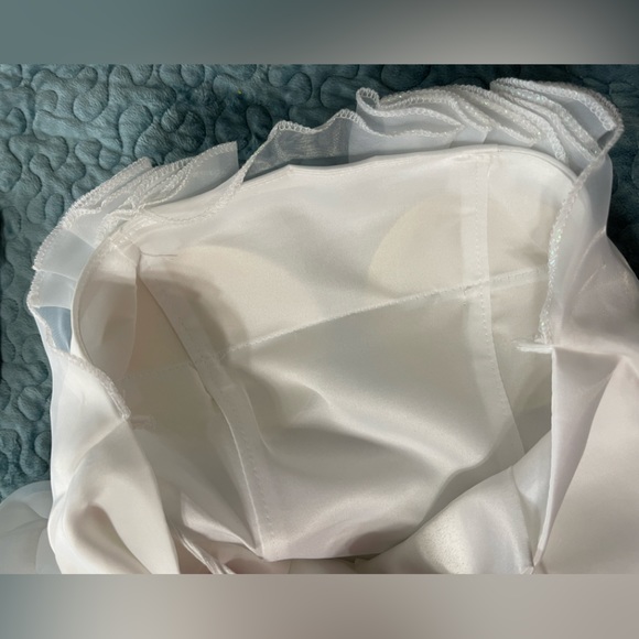 Wedding Bride Prom Dress Gown Sz XS NWOT White Layered Tulle Pleated Corset - Picture 15 of 16